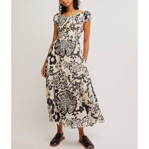 Free People Black and Cream Floral Maxi Dress